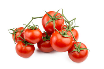 Fresh organic red tomatoes on the white background
