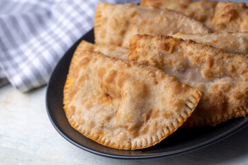 Traditional delicious Turkish foods,minced meat in savoury pastry (Turkish name; ci borek or cig borek)