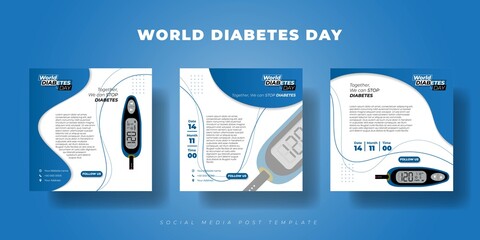 Set of Social media post template. Social media post template with glucose meter design.