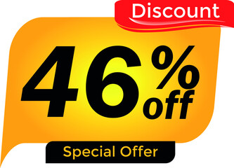 46% off, 46 percent promotion for offers, great deals, big sale, reduction. Yellow and red tag