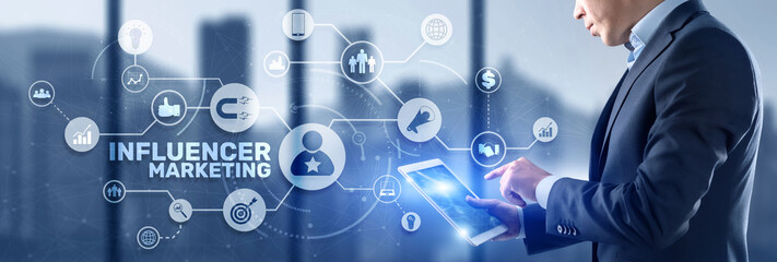 Influencer Social marketing concept. Business Internet Technology
