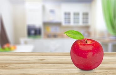 Fresh ripe sweet apple fruit on the desk