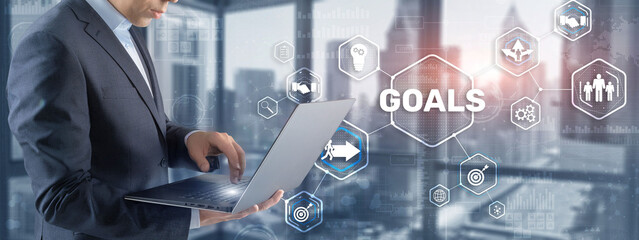 Goals against abstract technology background