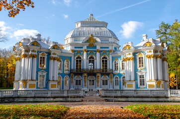 Hermitage Pavilion in autumn Catherine park in Tsarskoe Selo (Pushkin), Saint Petersburg, Russia