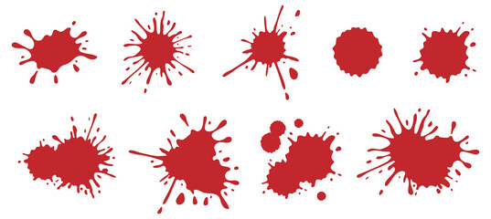 Blood Red Splatter Clipart Set - obrazy, fototapety, plakaty