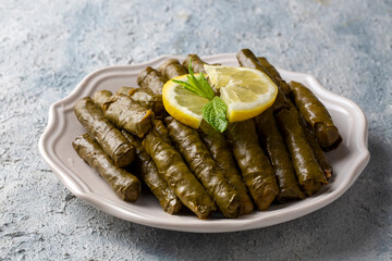 Traditional delicious Turkish foods; stuffed leaves (yaprak sarmasi)