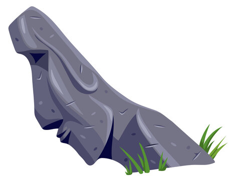 Statue on Easter island. Isolated vector cartoon stone sculpture. Ancient civilizations of atlantis and lemuria.