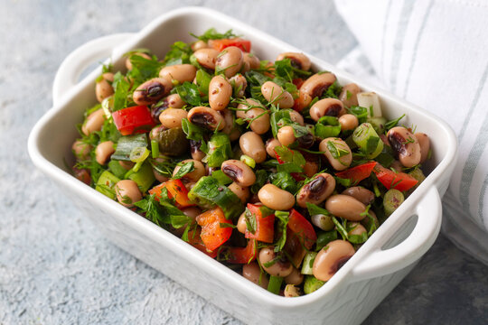 Traditional delicious Turkish food; dried black eyed peas salad (Turkish name; kuru borulce salatasi)