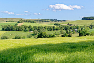 Obraz premium View of the countryside from the Craigievar castle grounds - Scotland