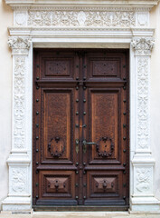 Architectural details at the Peles Castle in Sinaia city - Romania 28.Sep.2021 It is a palace built between 1873 and 1914 as the summer residence of the kings of Romania