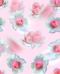 Fashion digital pattern photo print - abstract  bright pink rose ornament .