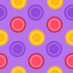 Seamless pattern fantasy flower yellow pink purple lilac. Design for fabric, textile, wrapping paper