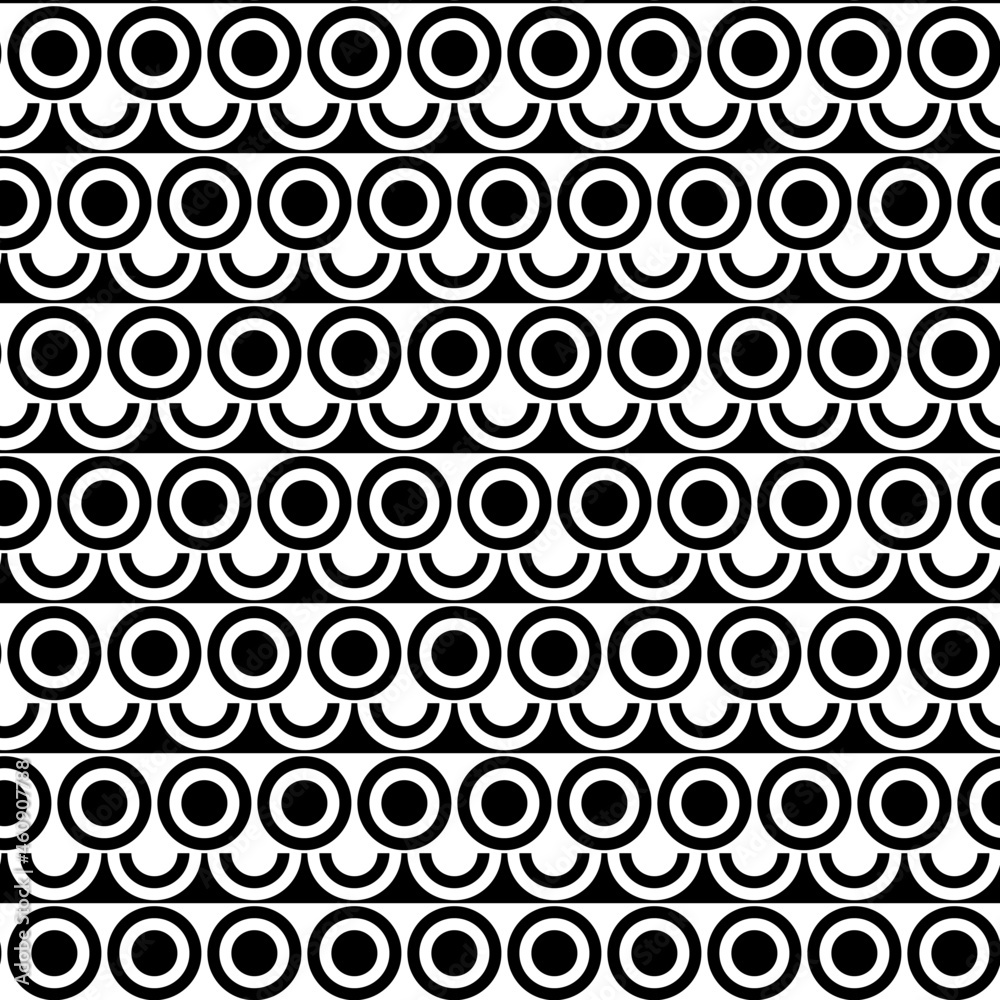 Poster Seamless pattern with circles. Abstract Background circle wave stripe black and white line. Geometric line vector. Luxury create background design. Japanese Doodle art.