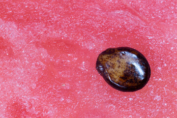 seed on pulp of ripe red watermelon