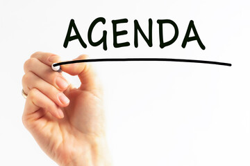 hand writing inscription agenda with marker, concept, stock image