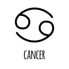 Vector hand drawn doodle sketch cancer astrological zodiac sign isolated on white background