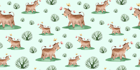 farm animals watercolor pattern collection