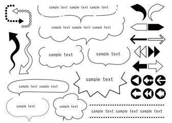矢印と吹き出しセット_黒