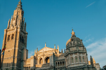 landscape and detail of the cathedral of toledo, spain - obrazy, fototapety, plakaty