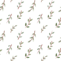 Seamless pattern with pink flowers cherry blossom and leaves on gray background, watercolor floral pattern, digital paper in pastel color, tileable for wallpaper, card or fabric