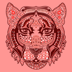 Tiger head illustration. Vector hand drawing. 