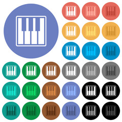Piano keyboard alternate round flat multi colored icons