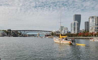 Obraz premium boat sailing near granville, Vancouver, BC