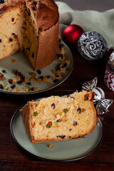 Panettone. Typical fruit cake served at Christmas.