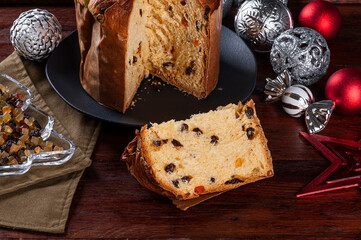 Panettone. Typical fruit cake served at Christmas.