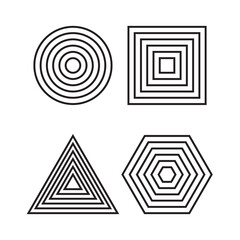 Triangle, Square, Circle and Polygon Shapes Geometric in Lines Style isolated on White Background. Editable Icon . Flat Vector Decorative Design Template Elements.