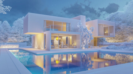 Big contemporary villa with pool and frozen garden