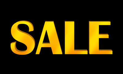 Sale. Isolated bright yellow text on a black background. Banner or flyer.