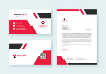 Corporate Business Identity Stationery Set for Minimal Branding Identity Template.Editable  Business card, Letterhead, Brand Identity Print Design Premium Vector.