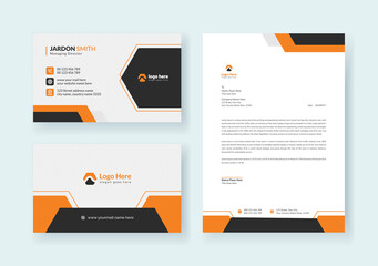 Corporate Business Identity Stationery Set for Minimal Branding Identity Template.Editable  Business card, Letterhead, Brand Identity Print Design Premium Vector.