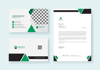 Corporate Business Identity Stationery Set for Minimal Branding Identity Template.Editable  Business card, Letterhead, Brand Identity Print Design Premium Vector.