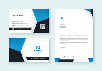 Corporate Business Identity Stationery Set for Minimal Branding Identity Template.Editable  Business card, Letterhead, Brand Identity Print Design Premium Vector.