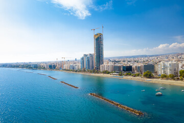 Obraz premium Aerial view of Limassol seafront. Cyprus