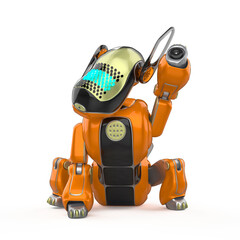 cyber dog cartoon is scratching