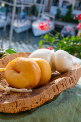 Cheese collection, Italian cheese scamorza made from cow milk in South of Italy