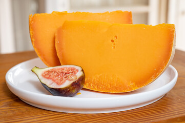 Cheese collection, French cheese mimolette made from cow milk