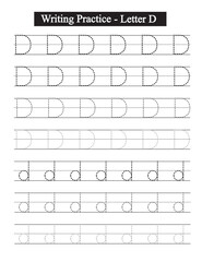 Alphabet tracing worksheet. A-Z writing pages. Handwriting exercise for kids. Printable worksheet.