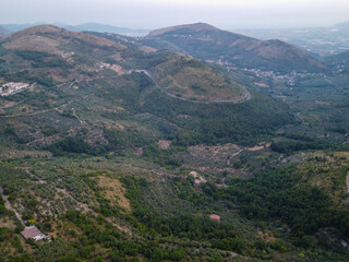 Small mountain village Lenola, aerial view, located near Fondi, Latina, Italy