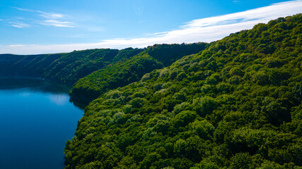 canyon river islands cliff top view