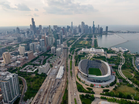 Aerial View of Soldier Field in Chicago Illinois
