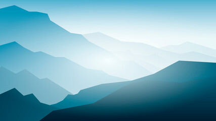 Fototapeta na wymiar blue mountain landscape with fog