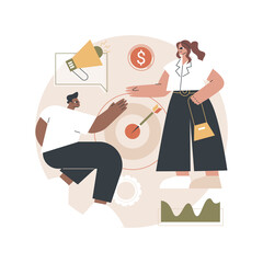 Relationship marketing abstract concept vector illustration. Customer relationship strategy, focus on consumer loyalty, brand interaction and long-term engagement, social media abstract metaphor.