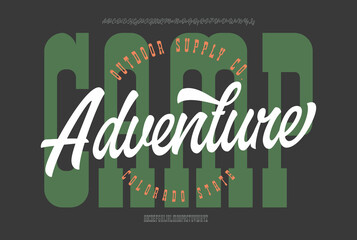 Outdoor Theme. Script and Slab Serif Fonts. Vector