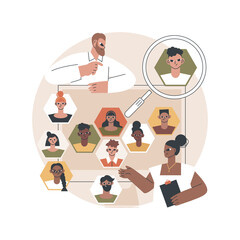 Customer persona abstract concept vector illustration. Understand potential customer needs, target audience, data-driven user research, brand positioning, collect feedback abstract metaphor.