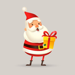 Cute Santa Claus with gift - vector illustration isolated