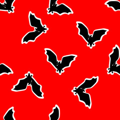  seamless pattern with bats on a red background. vector illustration. design for Halloween 
